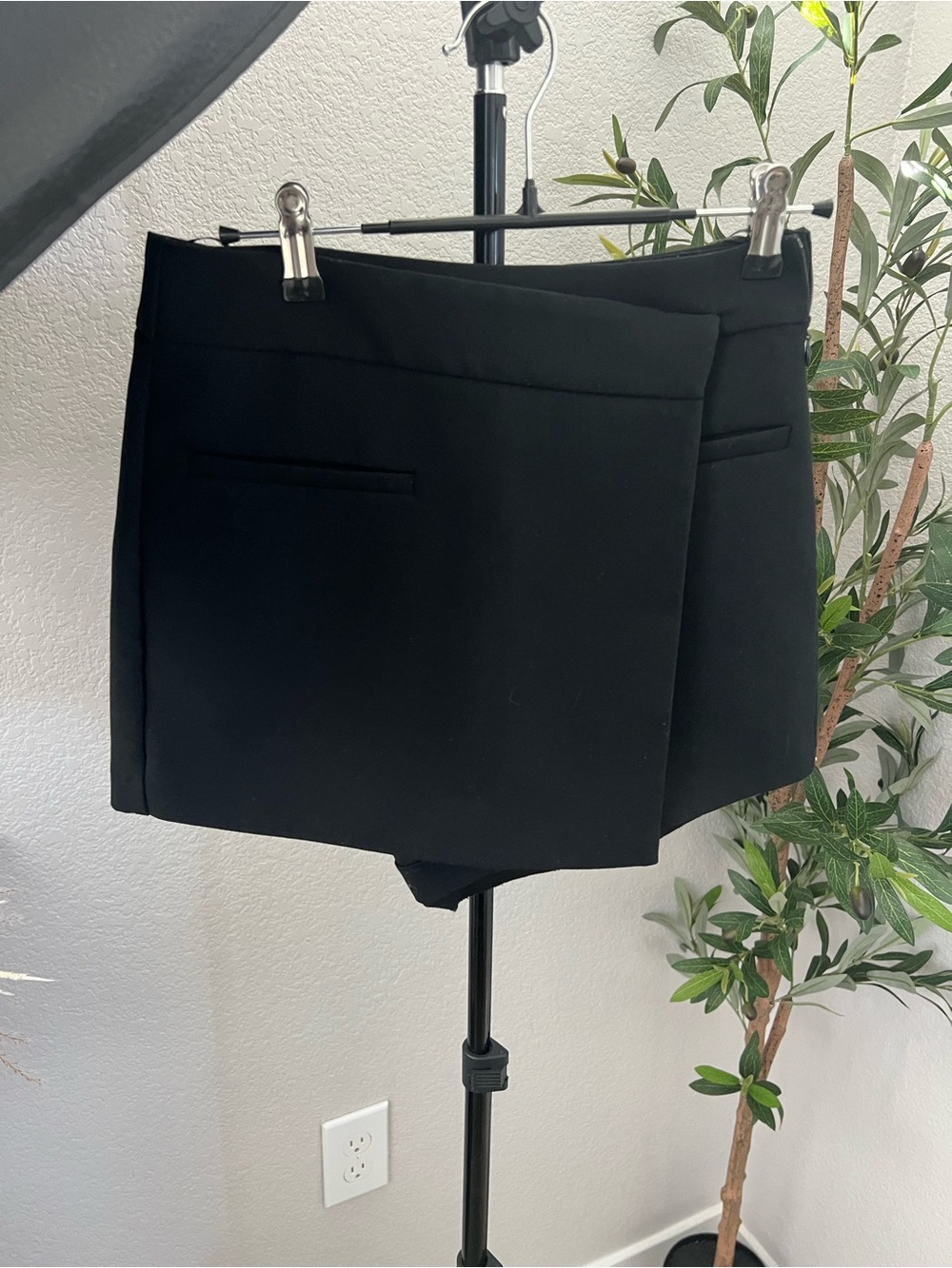 Zara Black Tailored Wrap Front Skort Size S